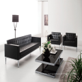 Luxury Modern Furniture Executive Reception Waiting Room Office Black Leather Sofas